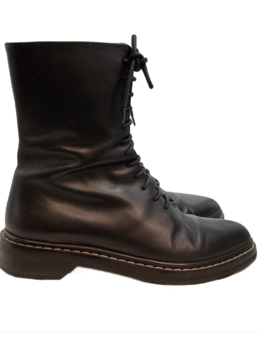 The Row leather lace up bootie black size 40